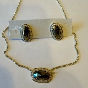 Kendra Scott Eloise Pyrite  Luxe Pave Necklace and Ellie Stud Earrings